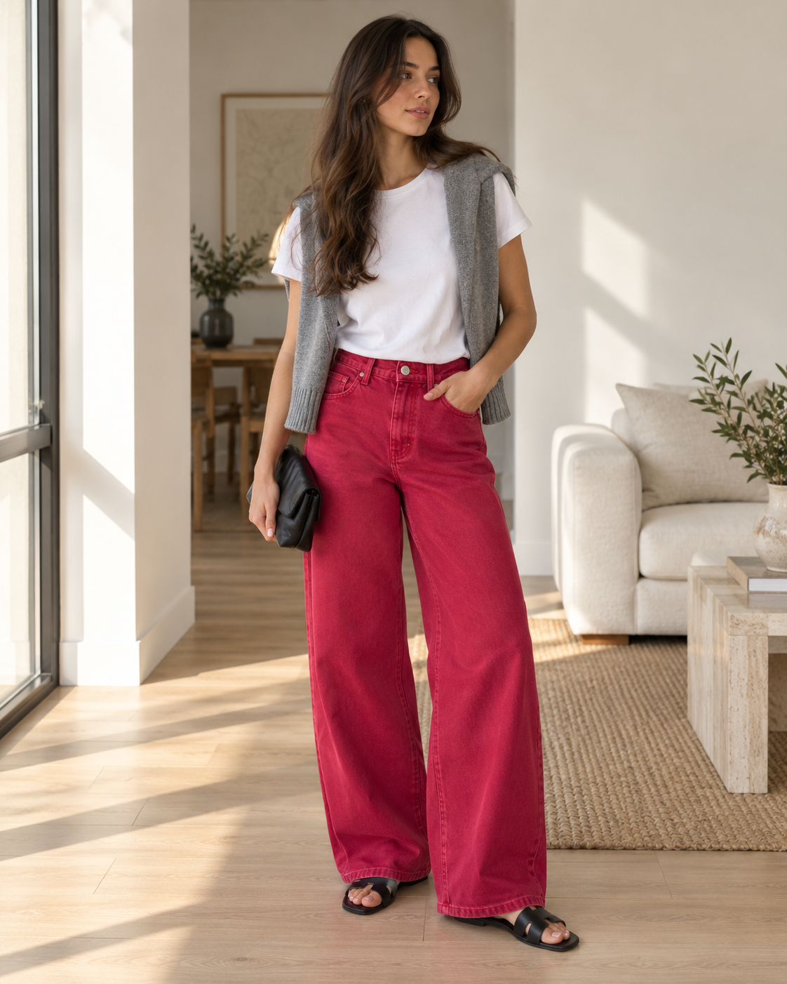 JEAN WIDE LEG CEREZA
