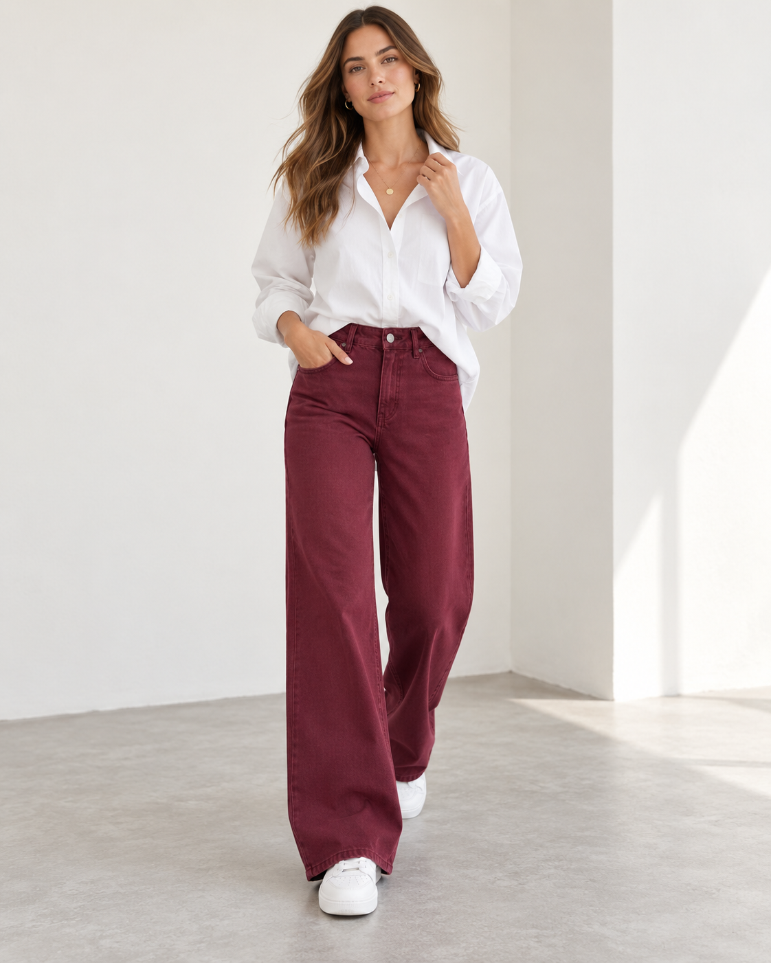JEAN WIDE LEG VINOTINTO