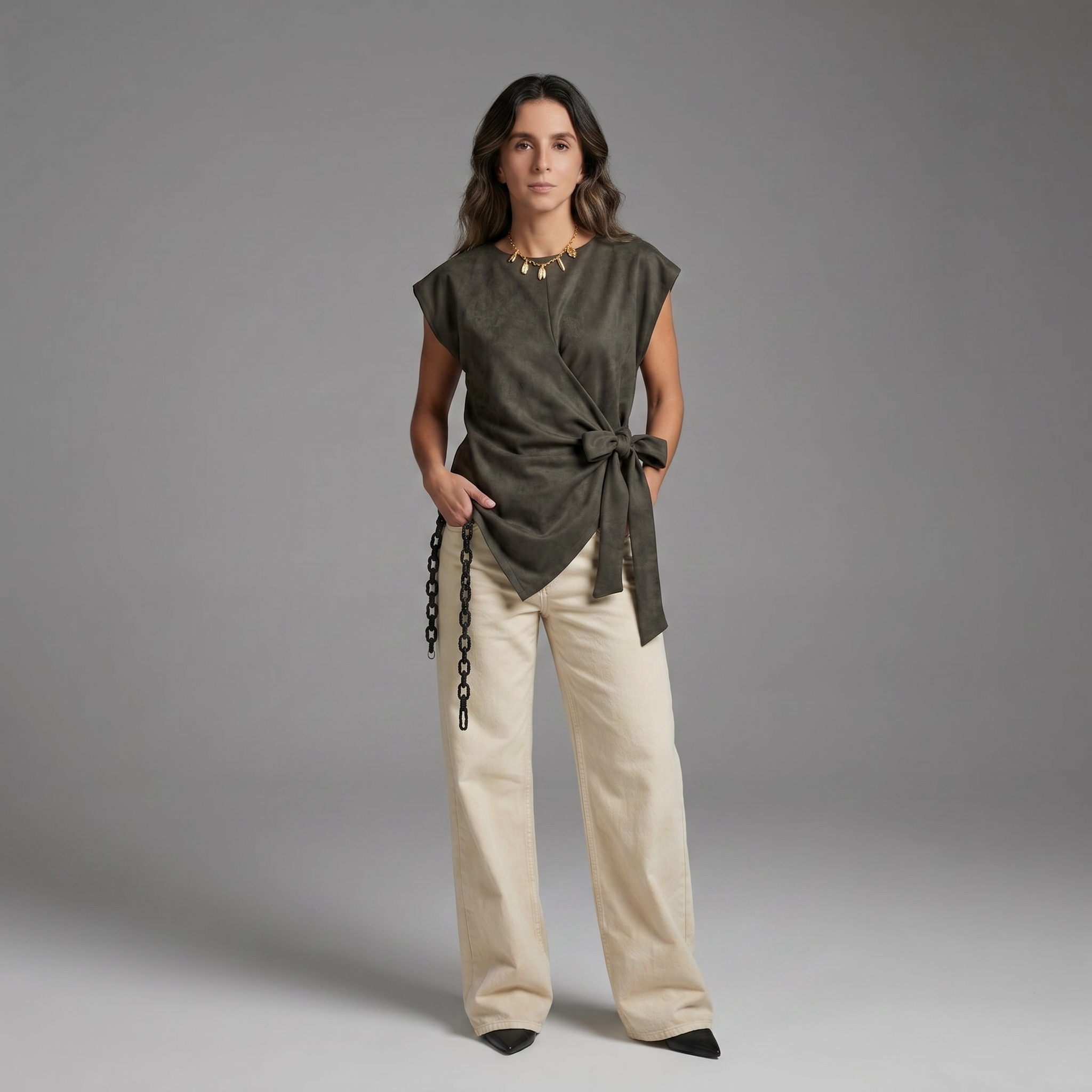 BLUSA KIOTO CAMEL AND OLIVO